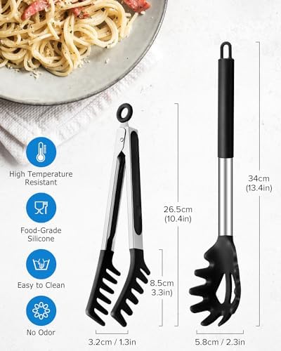 Silicone Spaghetti Spoon and Pasta Tong, Server Fork - Image 3