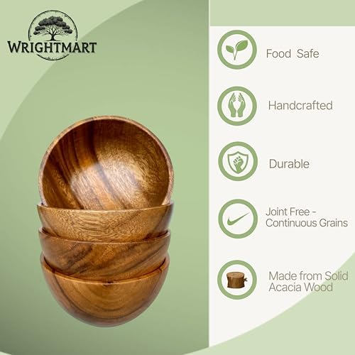 Wood Bowls, 5 In Solid Acacia, Dessert & Prep Bowl - Image 3