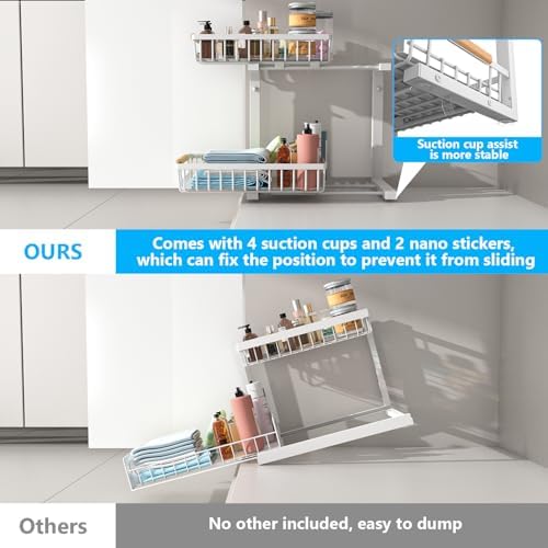 Merrylun Under Sink Organizers, 5 Adjustable Height，Metal Pull Out Under Sink - Image 3