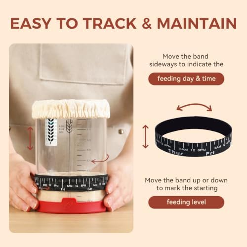 Sourdough Starter Jar Kit, 34oz Large Wide Mouth Sour Dough Jar Glass - Image 4