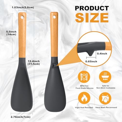 3 Pack Silicone Cooking Spoon for Nonstick Cookware, Silicone Spatula Spoon - Image 3