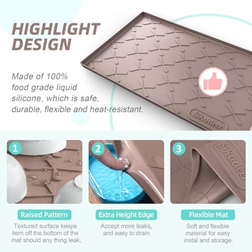 SIKADEER Waterproof Under Sink Mat 34" x 19" Cabinet Protector Silicone Mat - Image 4