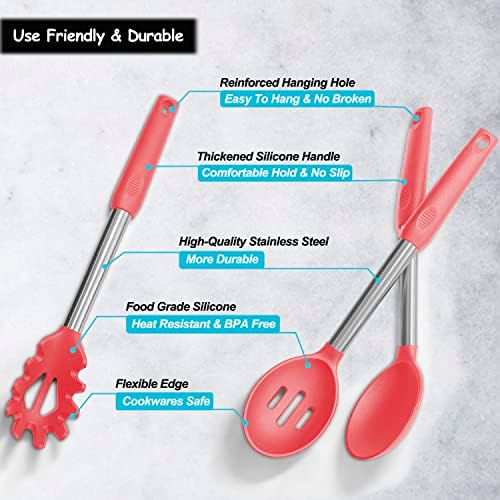 Silicone Spatula and Cooking Spoon, 5 Pack Non-Stick Cooking Utensils - Image 4