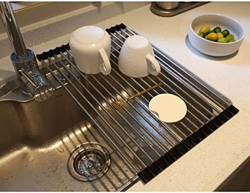 Roll up Dish Drying Rack Over The Sink Portable Stainless Still Rolling Rack by SHUYUE