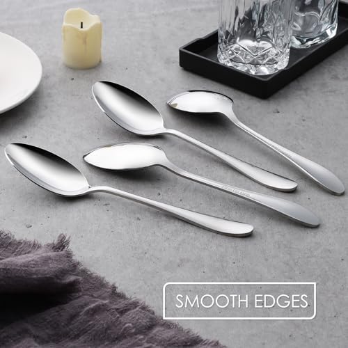 Stainless Steel Serving Spoons, E-far 4-Piece Metal Solid Spoons Hostess - Image 4