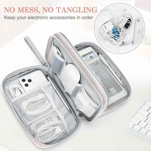 FYY Electronic Organizer, Travel Tech Pouch Bag, Light Pink - Image 5