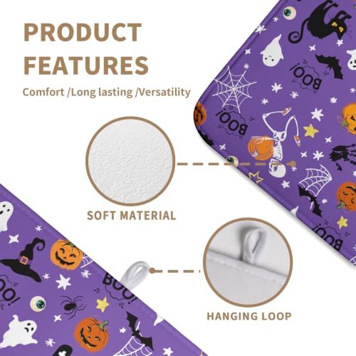Halloween Dish Drying Mat for Kitchen Counter Cute Cat Boo Bats Skull Drying - Image 3