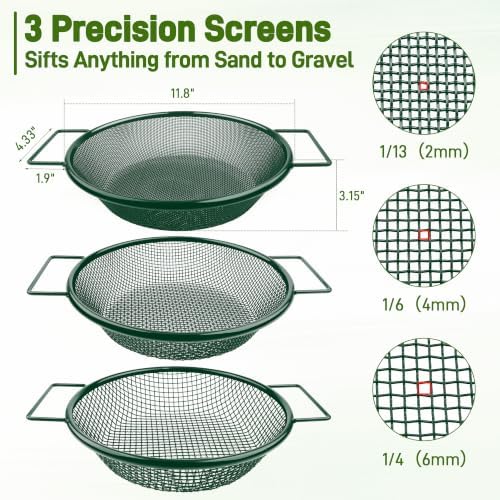 Mulctun 3Pcs Soil Sifter with Handles, Heavy Duty Dirt Sifter - Image 2