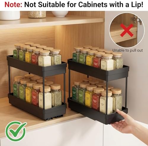 Pull Out Spice Rack, 3 Pack 2-Tier Cabinet Organizer - Image 4