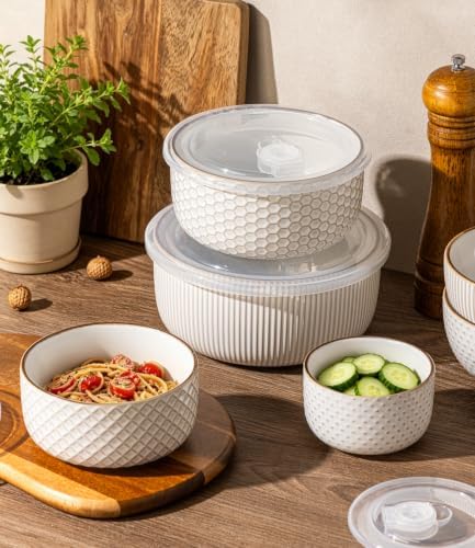 GBhome Ceramic Mixing Bowls Set of 4, Stoneware Nesting Serving Bowls - Image 3