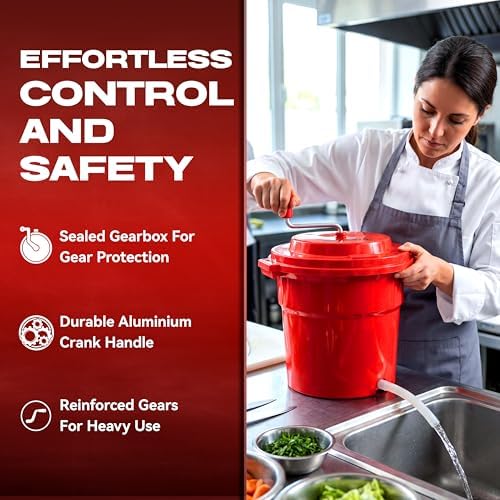 Chef Master Commercial Salad Spinner Dryer, Sealed Gearbox, 5 Gallon - Image 6