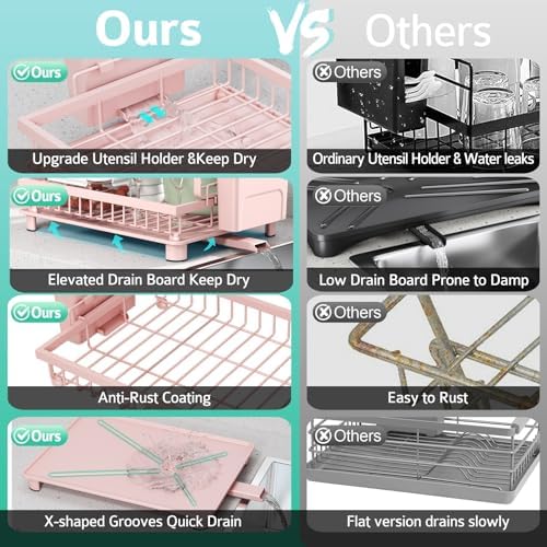 2-Tier Dish Drying Rack for Kitchen Counter, Space-Saving - Image 4