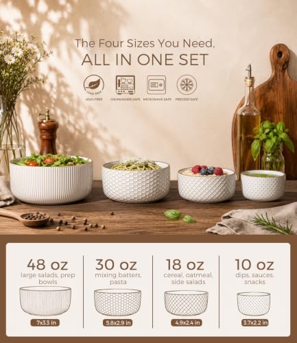GBhome Ceramic Mixing Bowls Set of 4, Stoneware Nesting Serving Bowls - Image 4