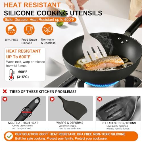 Beijiyi 4 Pack Silicone Spatula Set, High Heat Resistant, - Image 3