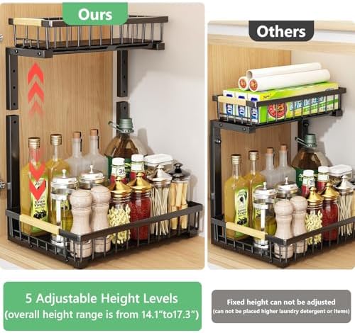 Merrylun Under Sink Organizers, 5 Adjustable Height，Metal Pull Out Under Sink - Image 4