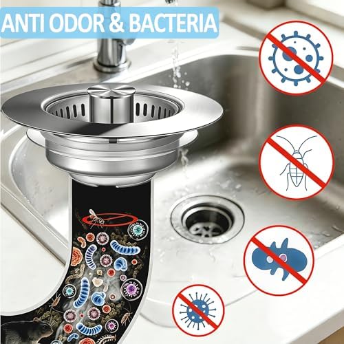 Upgraded 3-in-1 Pop-Up Kitchen Sink Drain Strainer Stopper - Image 5