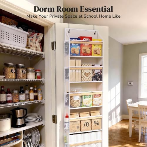 Eco-Bamboo Slim Over The Door Organizer, Narrow 5-Tier Storage, 2 Pack - Image 4