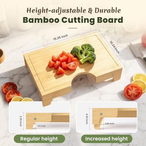 Bamboo Cutting Board with Folding Legs, Elevated Chopping Board - Image 4