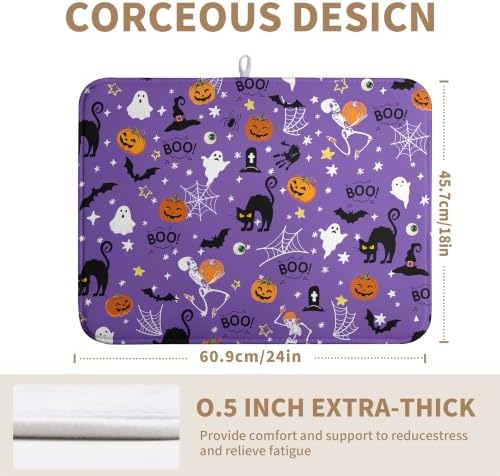 Halloween Dish Drying Mat for Kitchen Counter Cute Cat Boo Bats Skull Drying - Image 2
