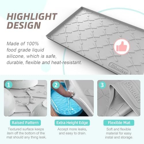 SIKADEER Waterproof Under Sink Mat 40" x 22" Silicone Mat Cabinet Protector - Image 5