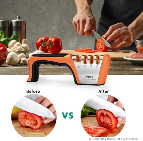 Longzon 5-in-1 Knife Sharpener 4 Stage and Cut-Resistant Glove - Image 7