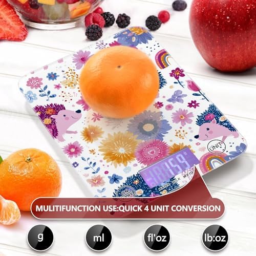 Hedgehog Rainbow Flowers Food Kitchen Scale Digital Weight Grams and Ounces - Image 3