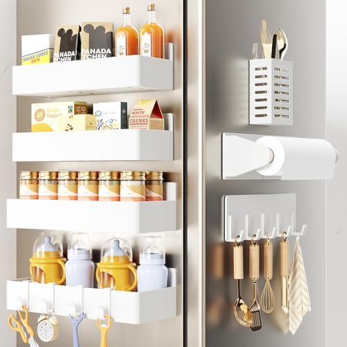 Mystozer Magnetic Spice Rack for Refrigerator White, 7 Pack by Mystozer