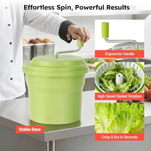 Commercial Salad Spinner, 2.5 Gallon Heavy Duty Vegetable Dryer - Image 5