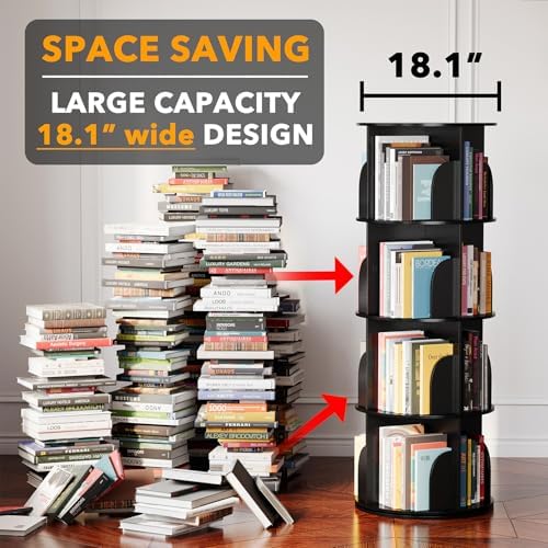 SpaceAid 4 Tier Rotating Bookshelf Tower, Spinning Bookcase Lazy Susan - Image 3