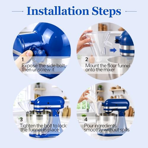 Flour Funnel for KitchenAid Stand Mixer, Anti-Splash Pouring Chute - Image 5