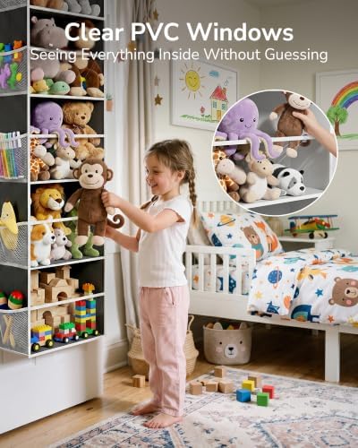 ULG Stuffed Animal Organizer Over the Door, Large Hanging Plush Toy Storage - Image 3
