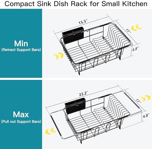 JASIWAY Black Dish Drying Rack in Sink, Dish Drainer - Image 4
