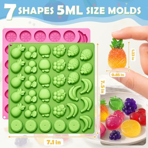 LUSHYUM 4PCS Large 5 ML Gummy Fruit Molds, 140 Total Cavities - Image 2