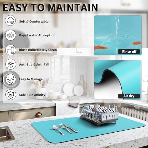 HotLive Dish Drying Mat for Kitchen Counter, Heat Resistant Drainer Mats - Image 4