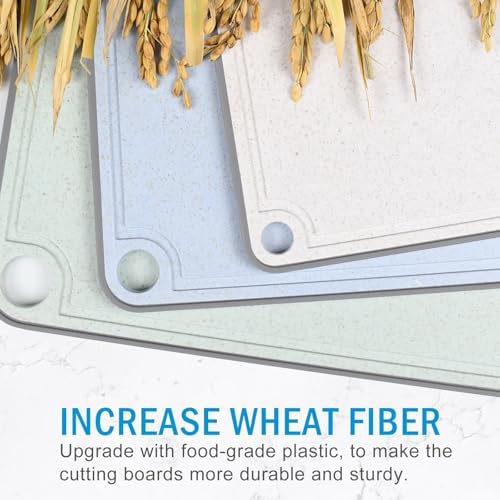 Wheat Fiber Cutting Boards for Kitchen, Plastic Cutting Board Set of 3 - Image 3