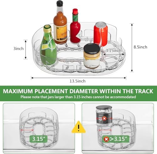 Lazy Susan Turntable Organiser for Fridge, 360°Rotating Spice Racks for Kitchen - Image 6