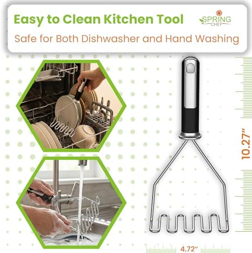 Spring Chef Stainless Steel Potato Masher, Heavy Duty Mashed Potato Smasher - Image 5