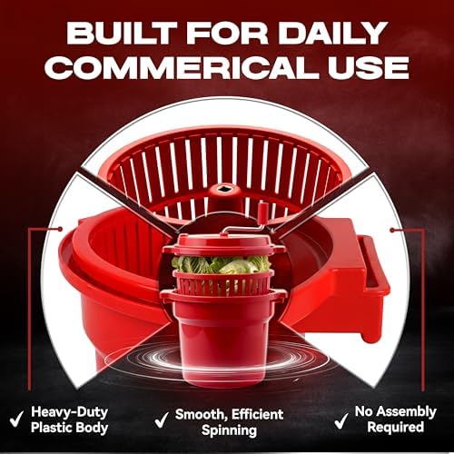 Chef Master Commercial Salad Spinner Large Dryer, Manual Crank, 2.5 Gallon - Image 5