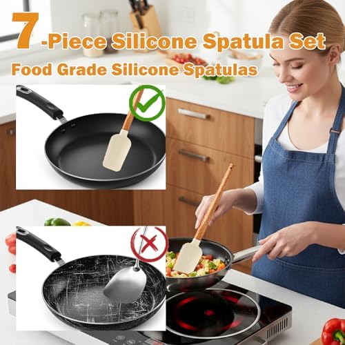 7 Piece Silicone Spatula Set, Food Grade Rubber Spatula Set - Image 4