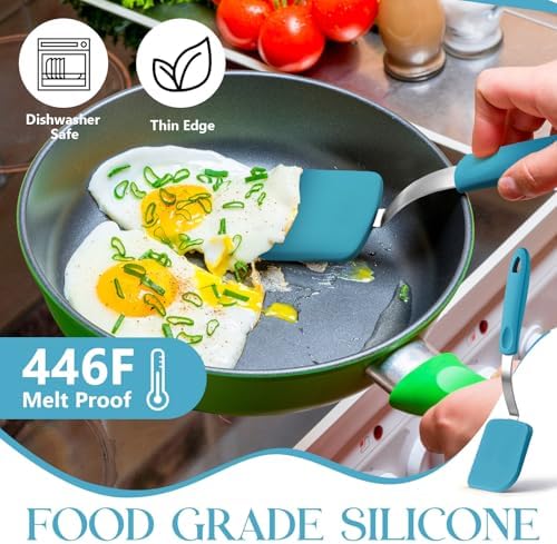 2Pcs Mini Silicone Cookie Brownie Spatula, Solid Flat, Light Blue - Image 4