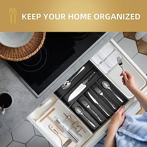 Bamboo Silverware Holder Drawer Utensil Organizer - Image 5