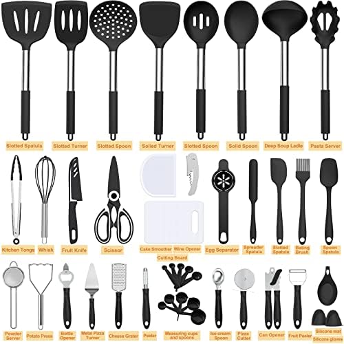 Silicone Cooking Kitchen Utensil Set, Umite Chef 43 PCS Heat Resistant Kitchen - Image 2