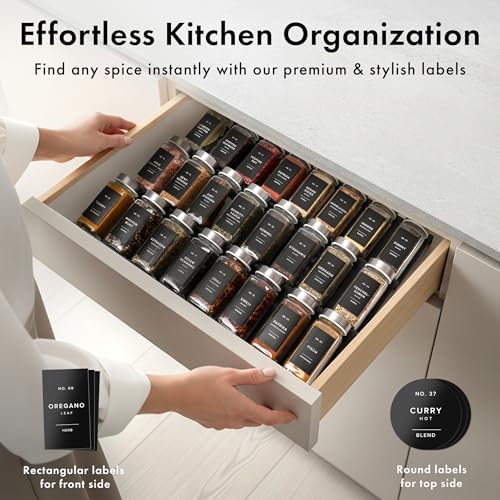 EDELHAUS Glass Spice Jars with Label, 24x Stainless Steel Lids - Image 3