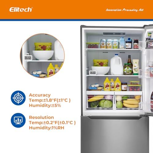Elitech 2Pack Fridge Thermometer Hygrometer Digital Freeze Refrigerator - Image 5