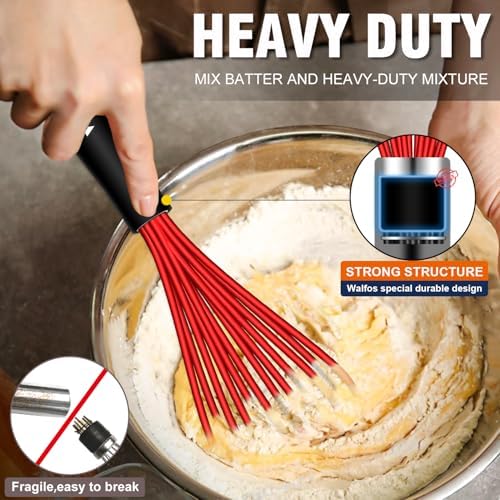 Walfos Whisk, Whisks for Cooking Non Scratch.Silicone Whisk Set of 4 Kitchen - Image 3