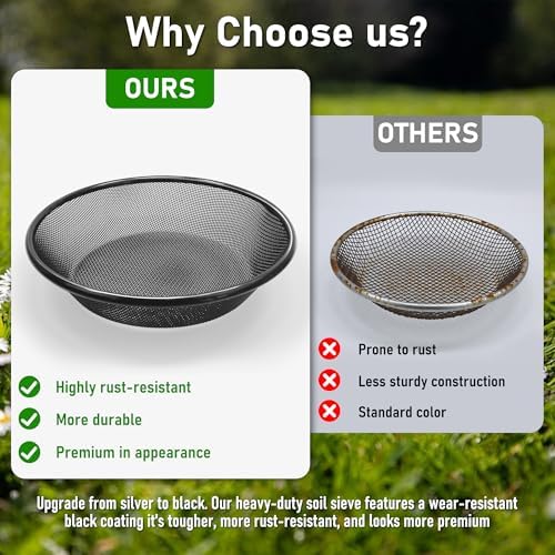 11.8" W Soil Sifter for Gardening, 2mm Grid Rock Sifter for 5 Gallon Bucket - Image 2