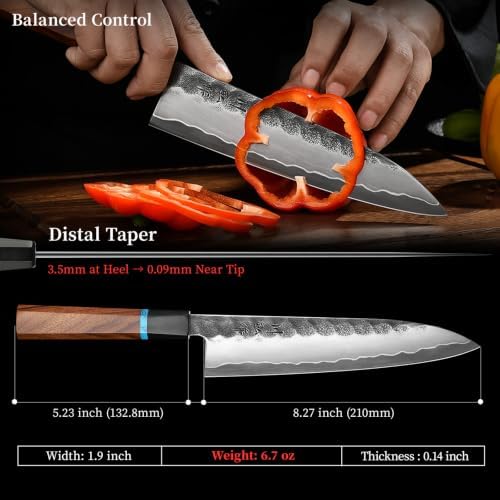 KAWAHIRO 8.27 Inch Japanese Chef Knife, Hand-Forged VG10 - Image 4