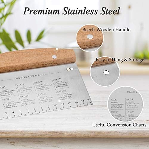HaSteeL Bench Dough Scrapers, Stainless Steel Griddle Scraper Pastry Cutter - Image 2