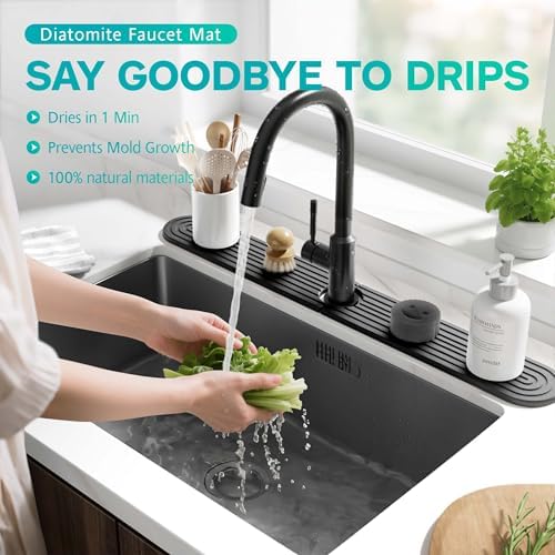 Stone Faucet Mat for Kitchen Sink – Diatomite Fast-Drying Stone Tray, Faucet - Image 5