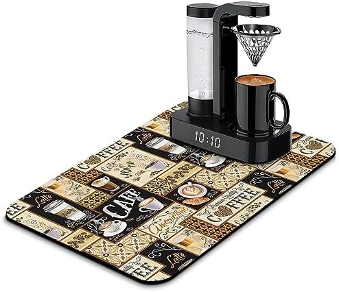 Fun Coffee Mat 23inx15in, Coffee Bar Mat by Kuyig+Home
